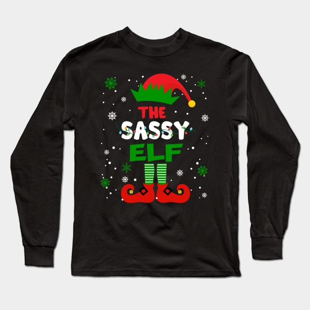 Sassy Elf Christmas Funny Family Pajama Matching Xmas Long Sleeve T-Shirt by Audell Richardson
